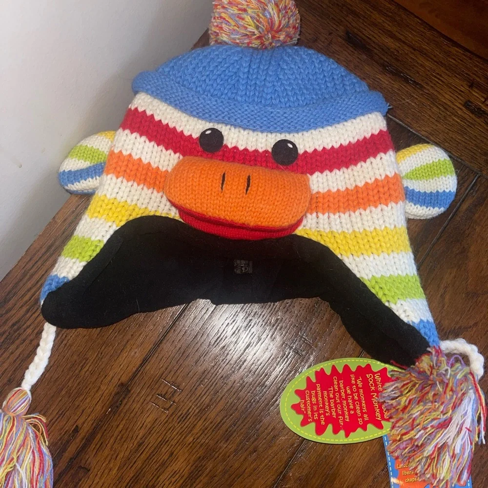 Kyber Outwear RAINBOW SOCK MONKEY-knit LINED  Kids‎ Hat New